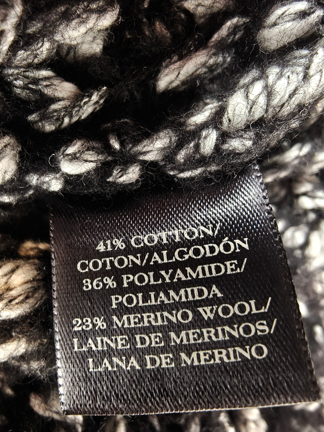 Womens Ann Taylor Open Front Chunky Knit Cardigan Black White Size XXL