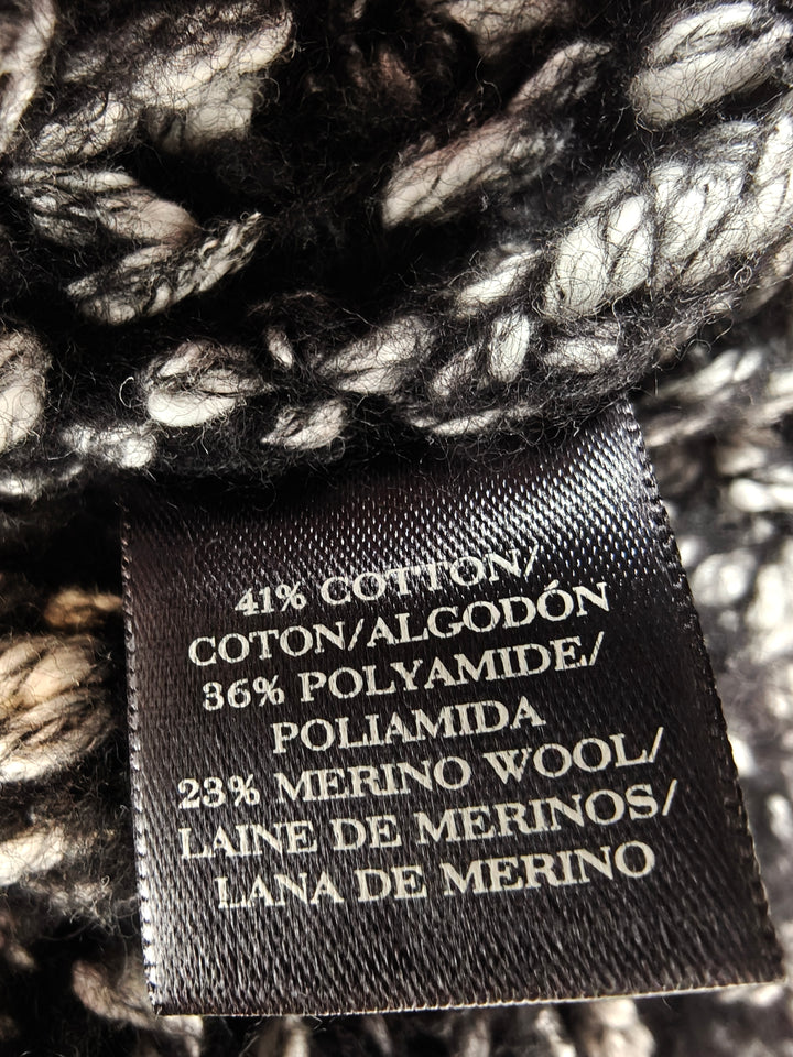 Womens Ann Taylor Open Front Chunky Knit Cardigan Black White Size XXL
