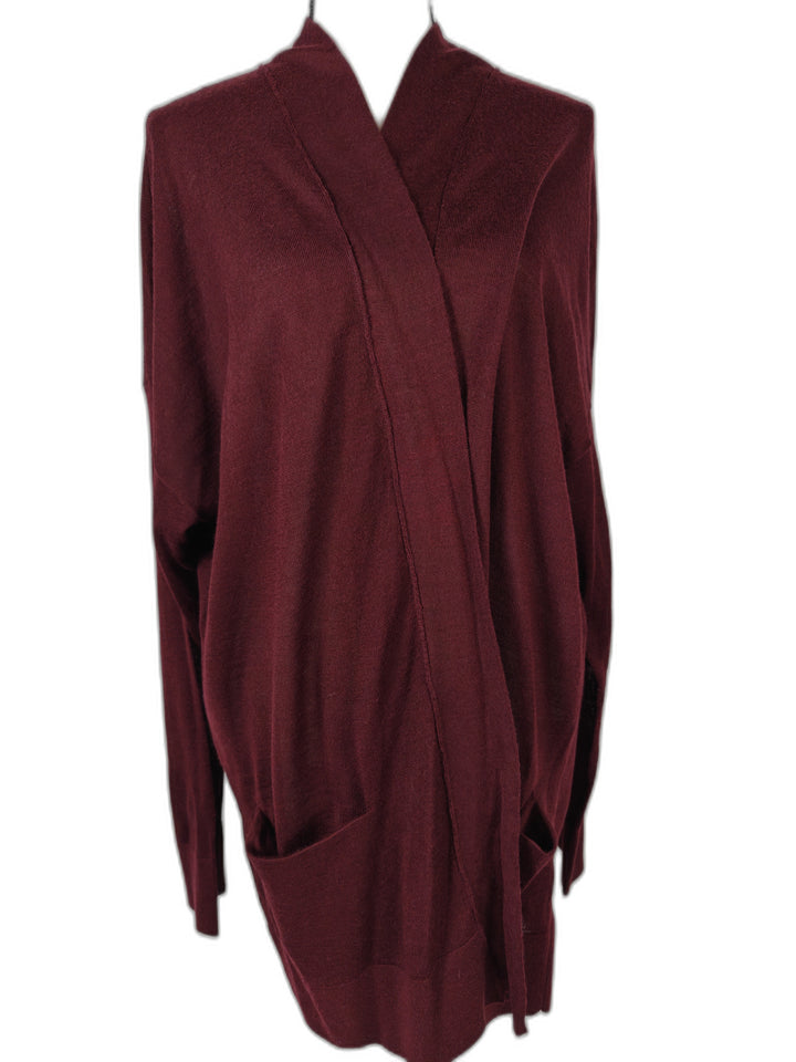 Womens Ann Taylor LOFT Open Front Cardigan Burgundy XL