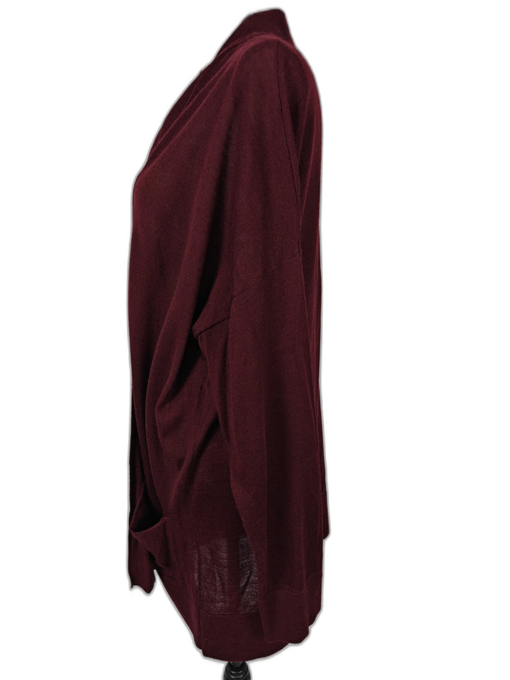 Womens Ann Taylor LOFT Open Front Cardigan Burgundy XL