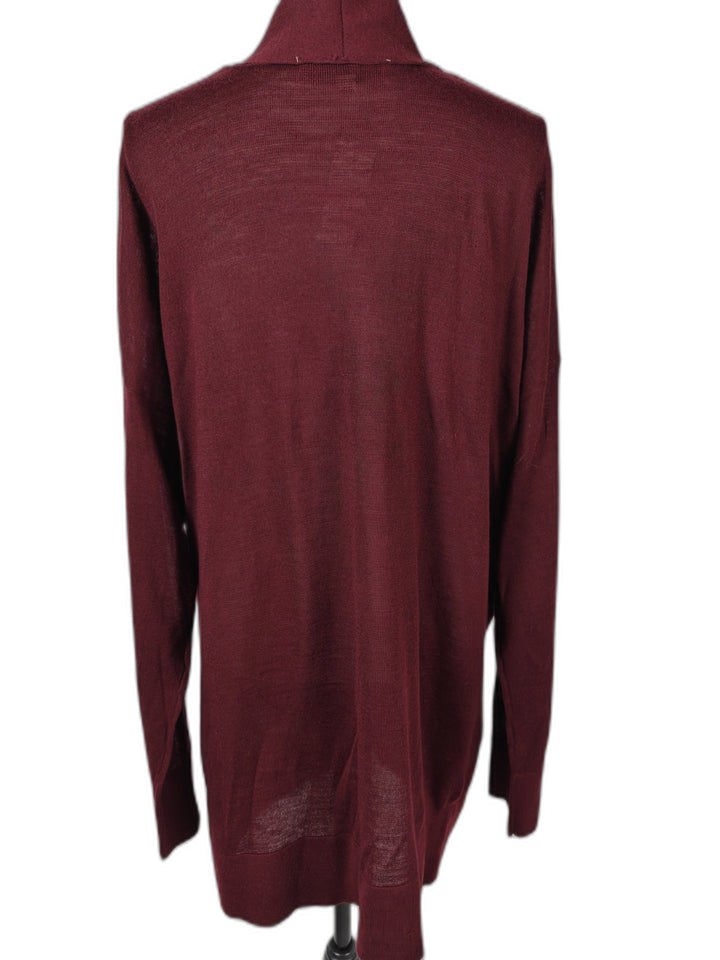 Womens Ann Taylor LOFT Open Front Cardigan Burgundy XL