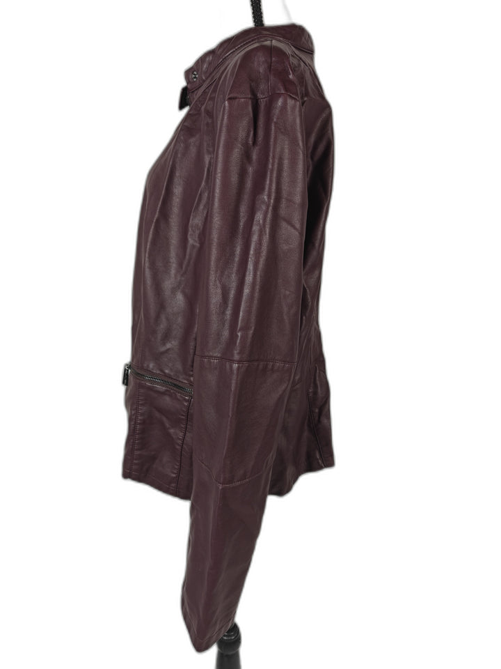 Womens Kenneth Cole Faux Leather Moto Jacket Mauve Wine XL