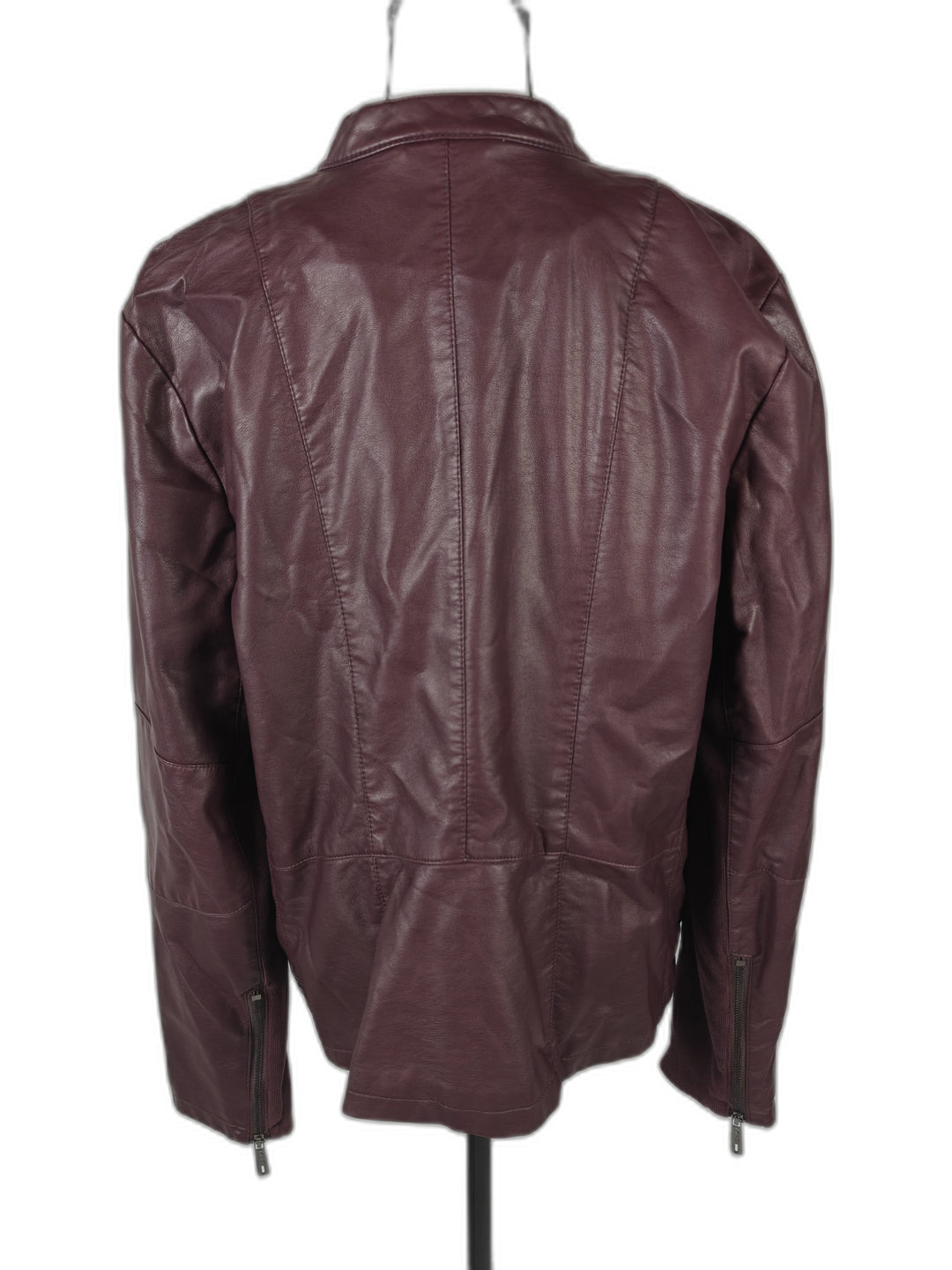 Womens Kenneth Cole Faux Leather Moto Jacket Mauve Wine XL