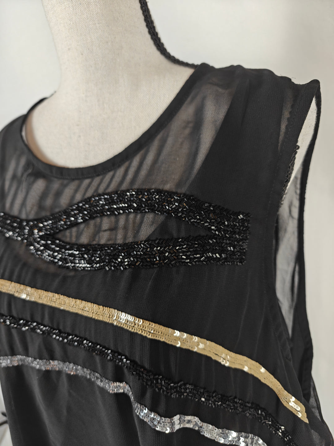Womens DKNY Embellished Sheer Blouse Black Size 2X NWT
