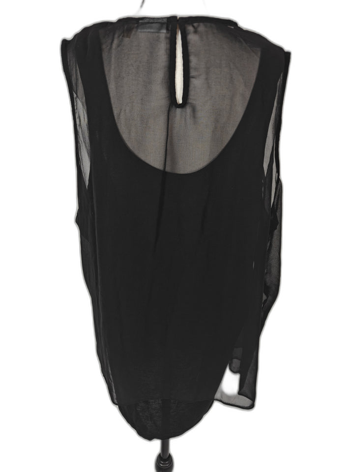 Womens DKNY Embellished Sheer Blouse Black Size 2X NWT