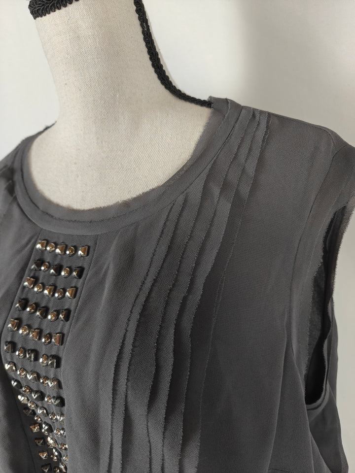 Womens Michael Kors Embellished Blouse Gray Size 22W