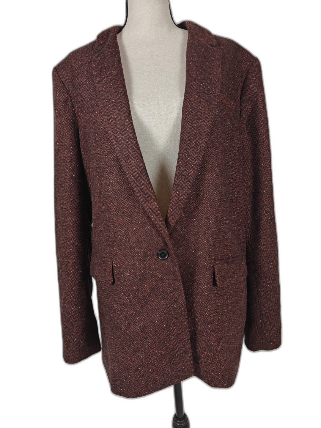 Womens Banana Republic Blazer Rust Herringbone Size 16 Tall