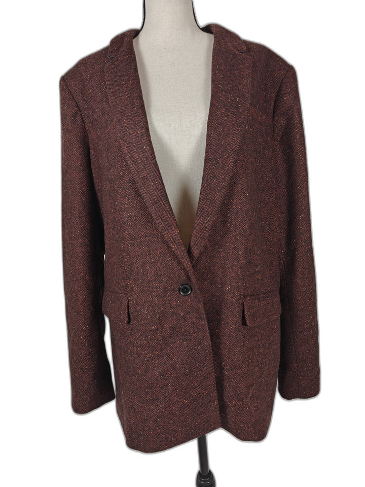 Womens Banana Republic Blazer Rust Herringbone Size 16 Tall