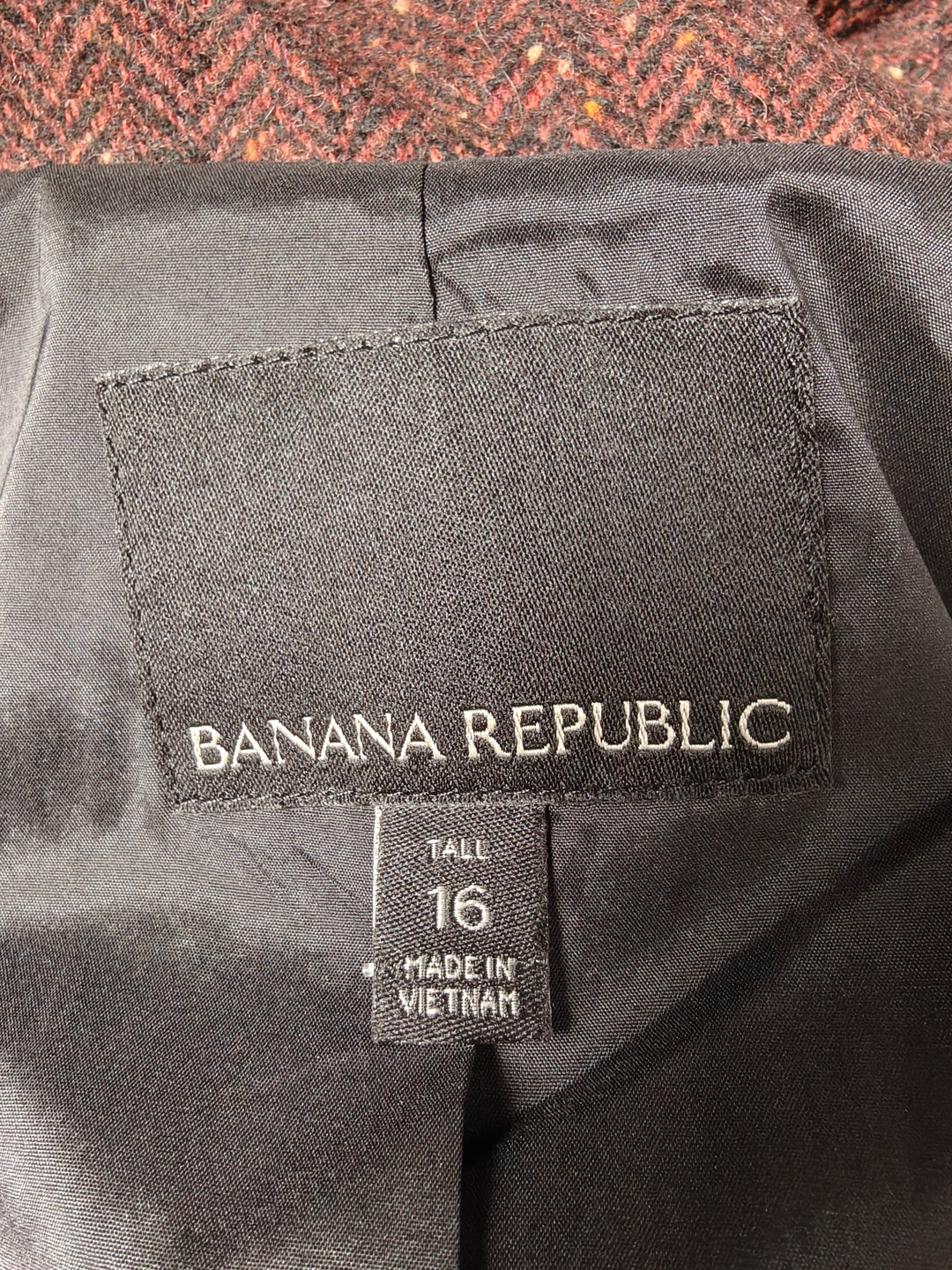 Womens Banana Republic Blazer Rust Herringbone Size 16 Tall