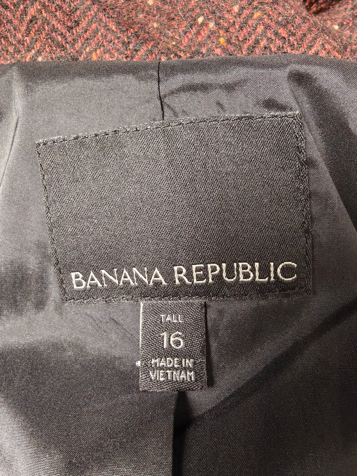 Womens Banana Republic Blazer Rust Herringbone Size 16 Tall