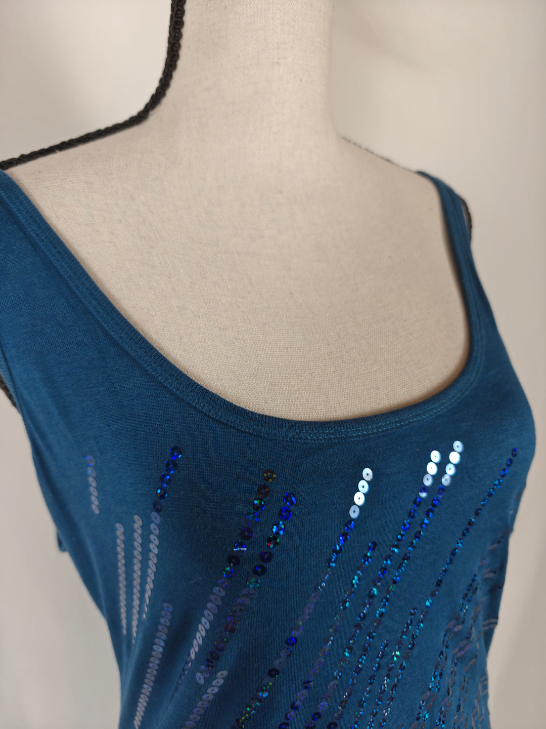 Womens The Limited Tank Top Blue Sequin Size Large
