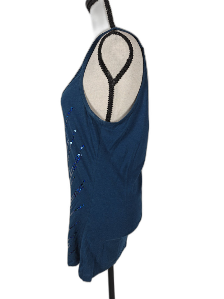 Womens The Limited Tank Top Blue Sequin Size Large