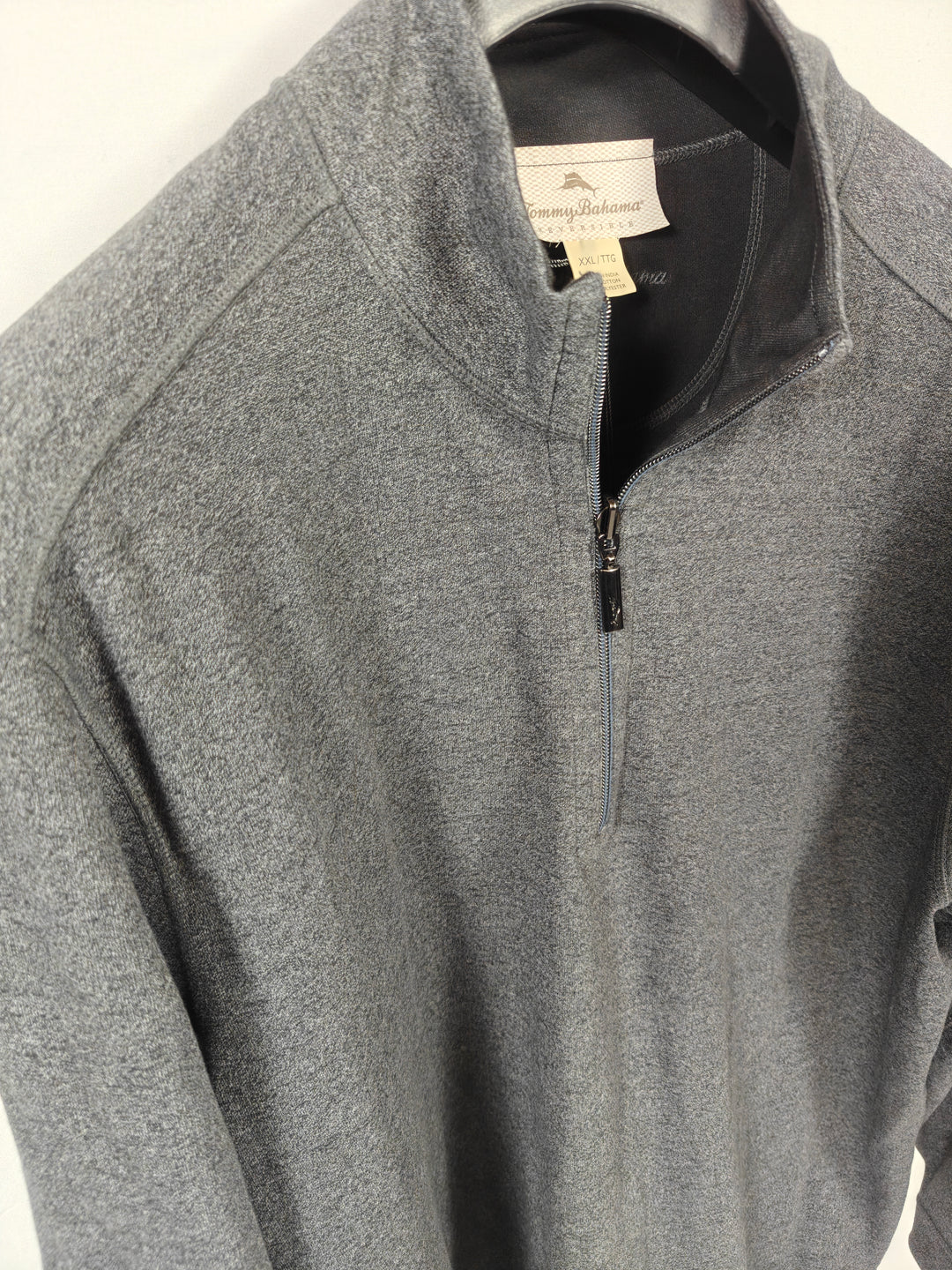 Mens Tommy Bahama Reversible Quarter Zip Pullover Gray XXL