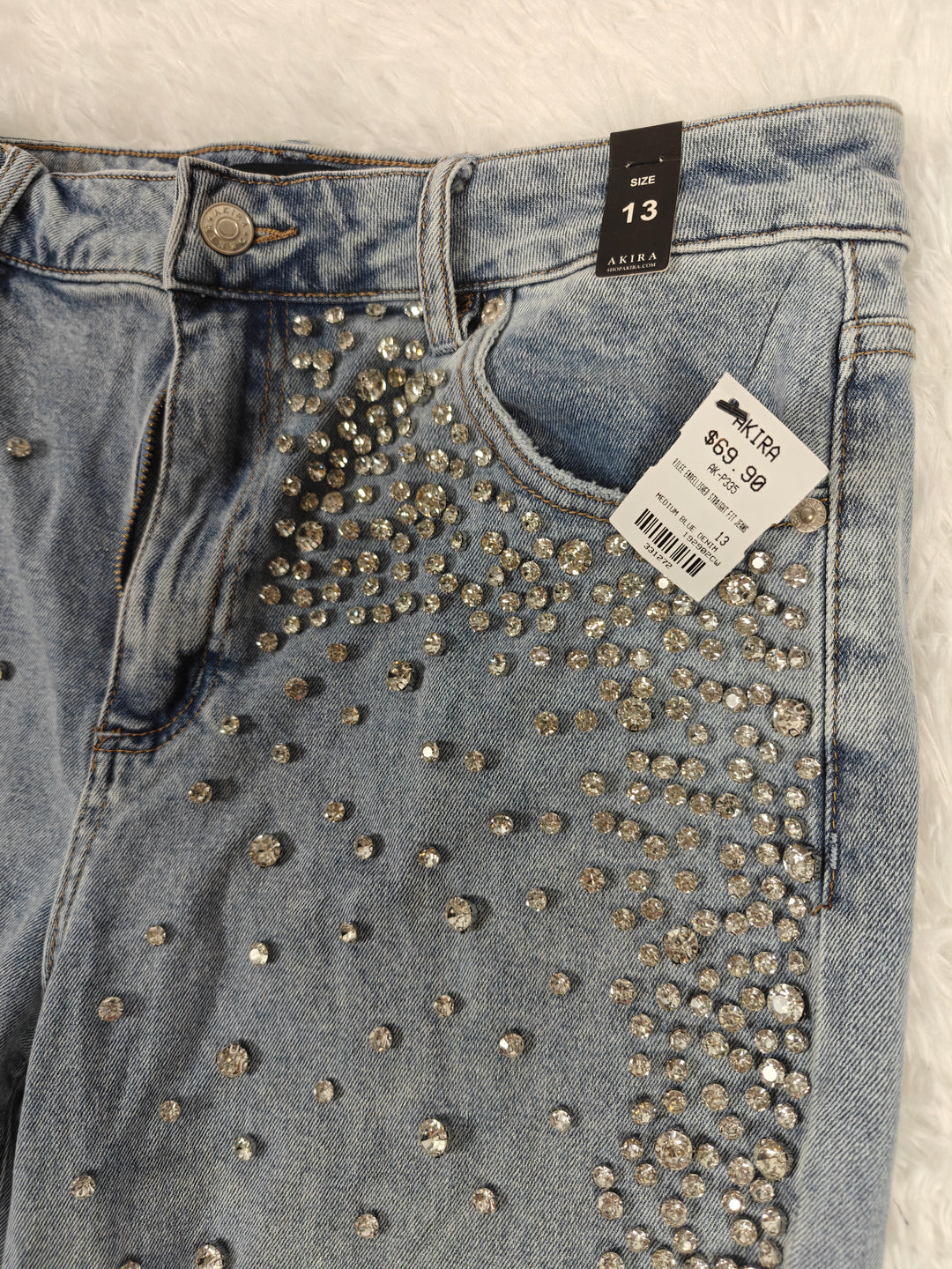 Womens Akira Rhinestone Jeans Light Wash Size 13