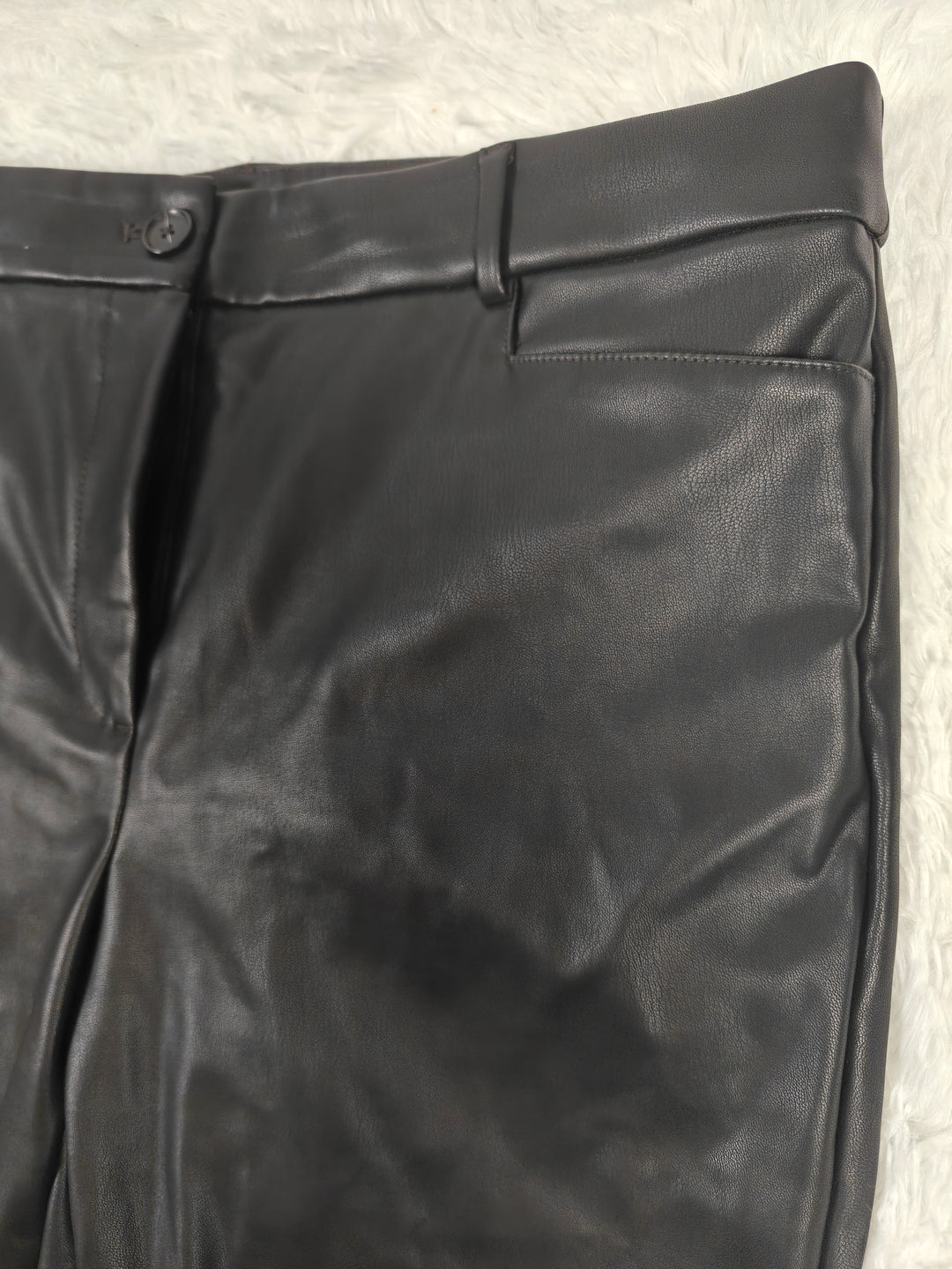 Womens LOFT Faux Leather Pants Black Size 12