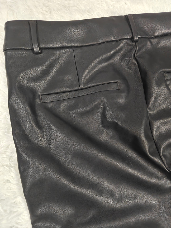 Womens LOFT Faux Leather Pants Black Size 12