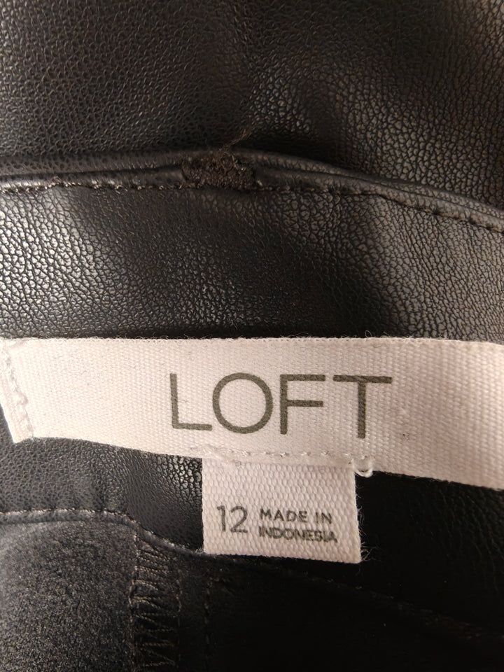 Womens LOFT Faux Leather Pants Black Size 12