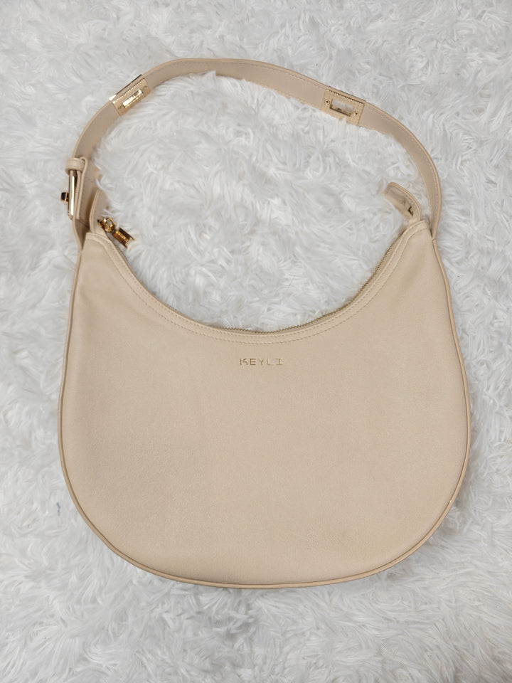 Womens Keyli Hobo Shoulder Bag Beige Gold Hardware