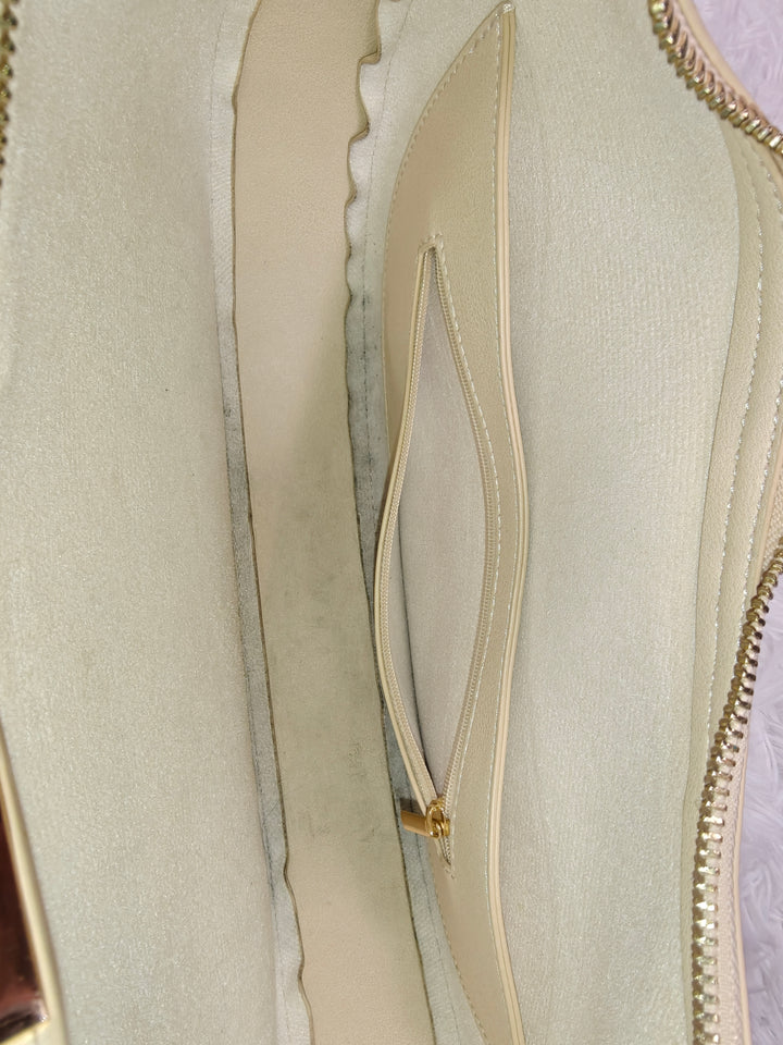 Womens Keyli Hobo Shoulder Bag Beige Gold Hardware