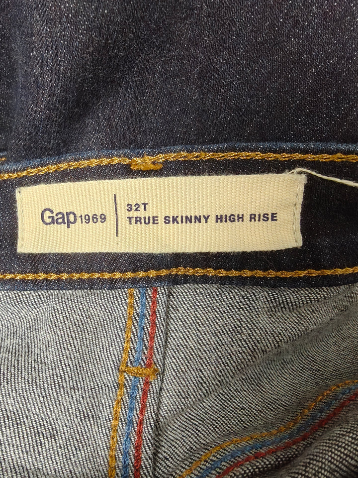 Womens Gap 1969 True Skinny High Rise Jeans Dark Indigo Size 32 Tall