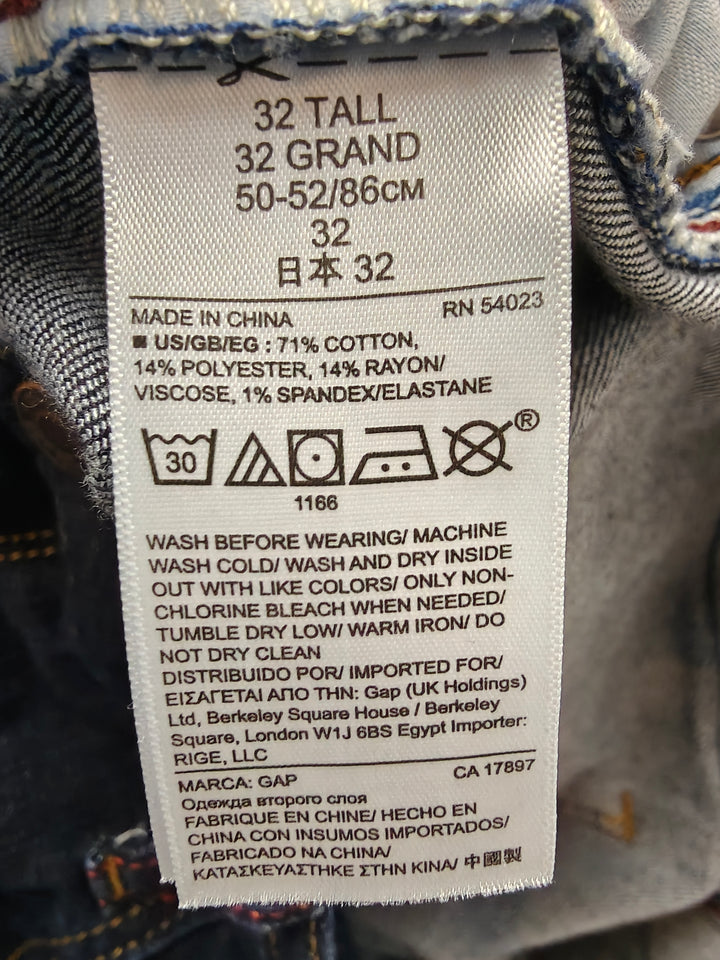Womens Gap 1969 True Skinny High Rise Jeans Dark Indigo Size 32 Tall