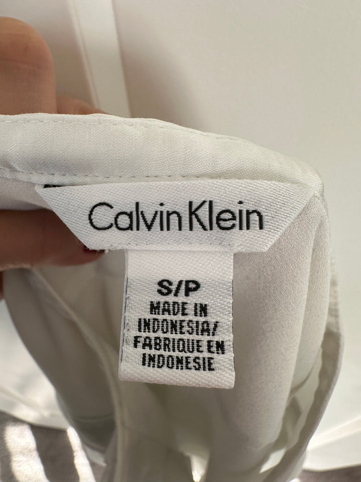 Calvin Klein White Convertible Sleeve Button-Down Dress Shirt Size S