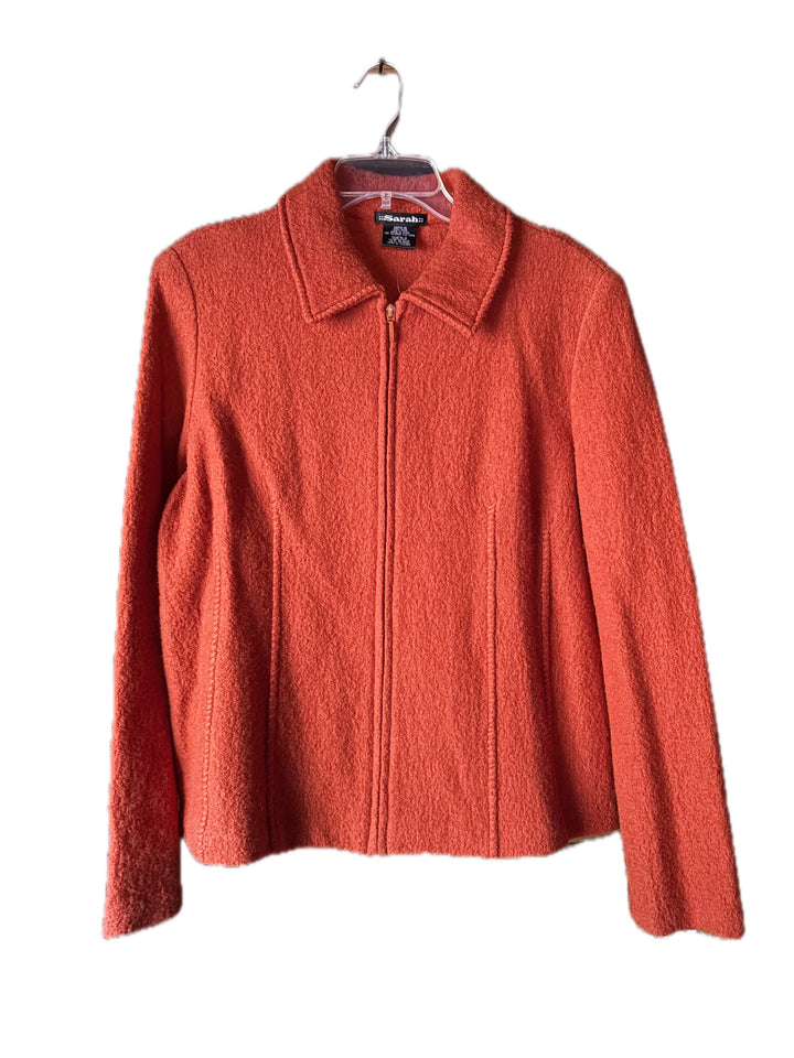 Vintage Sarah Pumpkin Orange 100% Wool Full Zip Jacket Blazer XL