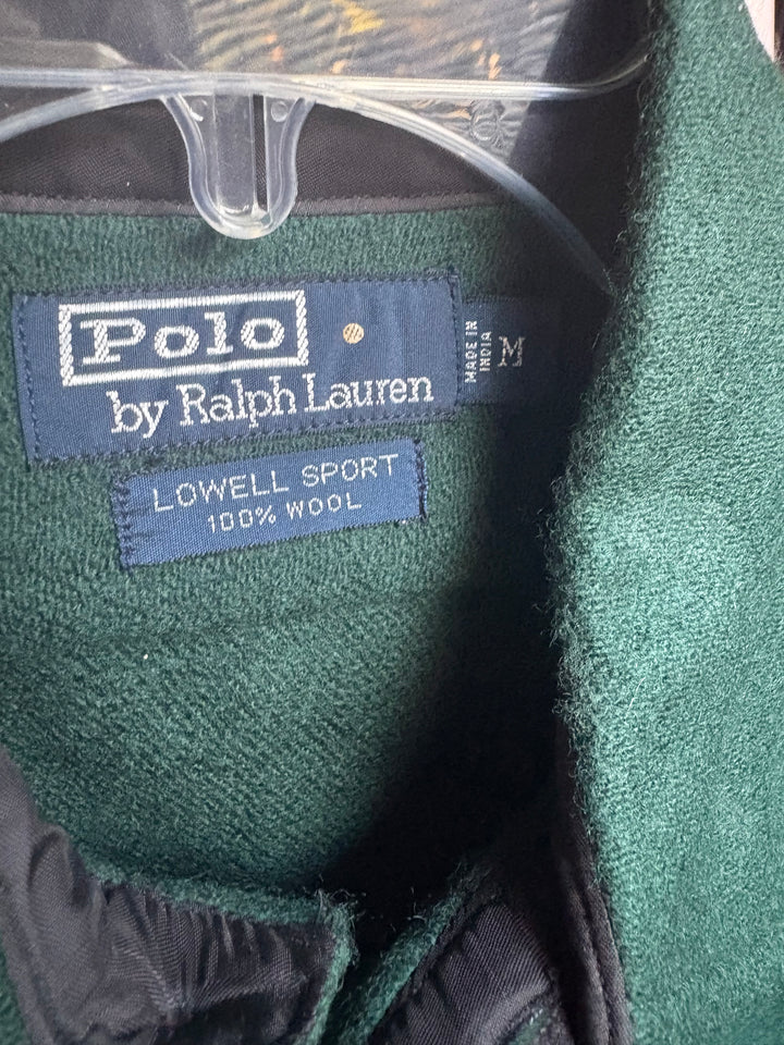 Polo Ralph Lauren Lowell Sport Mens Wool Button Down Shirt Green Vintage 90s