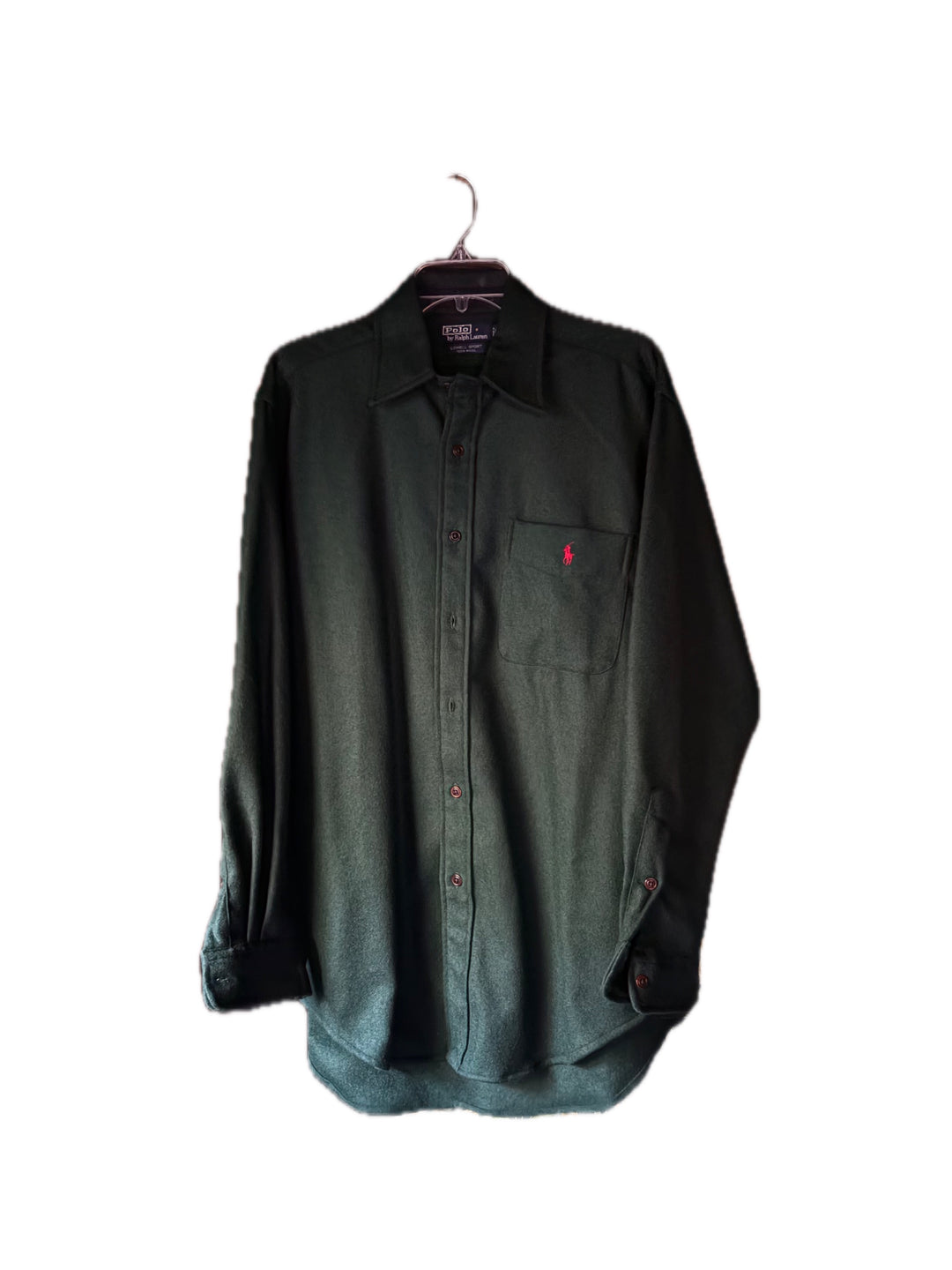 Polo Ralph Lauren Lowell Sport Mens Wool Button Down Shirt Green Vintage 90s