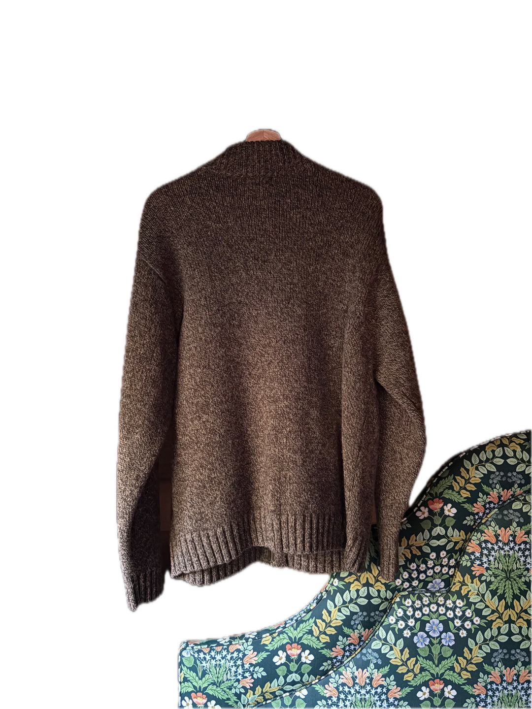 LL Bean Mens Large 100 Percent Wool Full Zip Sweater Brown Marled Vintage