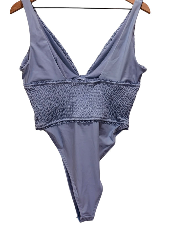 ASOS DESIGN Light Blue One Piece Swimsuit US 36E/F Fuller Bust Smocked NWT