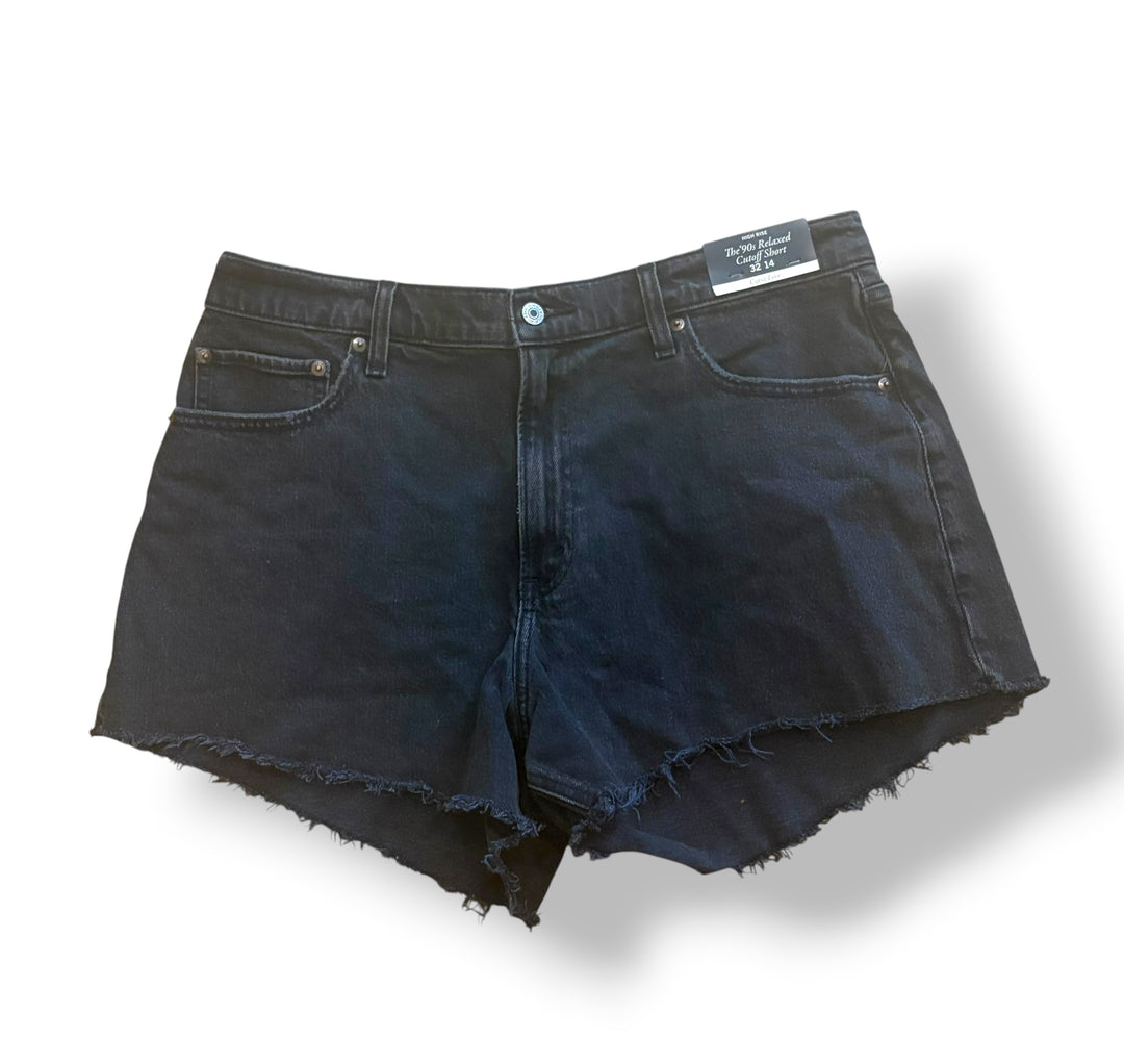 Abercrombie &amp; Fitch Curve Love 90s Relaxed Cutoff Shorts Black Size 32 NWT Y2K