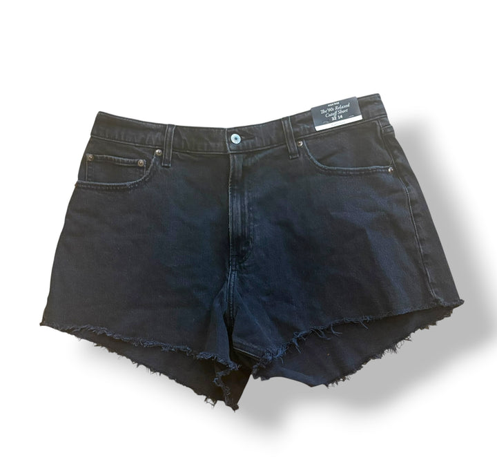 Abercrombie &amp; Fitch Curve Love 90s Relaxed Cutoff Shorts Black Size 32 NWT Y2K