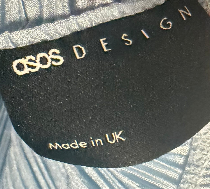 ASOS DESIGN Baby Blue Plisse Halter Tie Open Back Maxi Dress Size L NWT