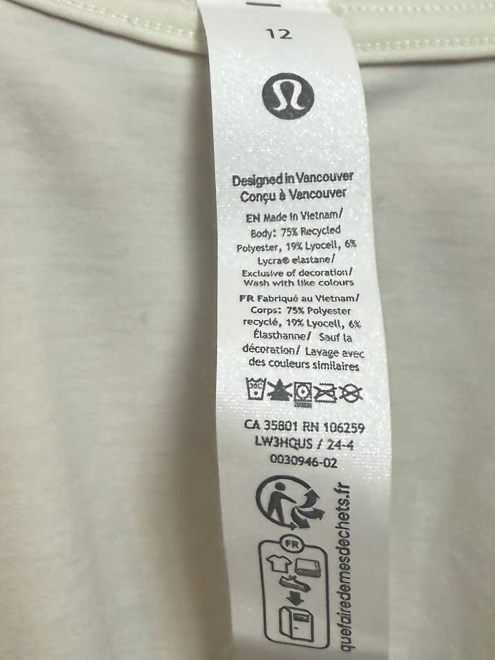 Lululemon Jersey Training Short Sleeve Shirt Bone Size 12 NWT Oversized Soft Tee