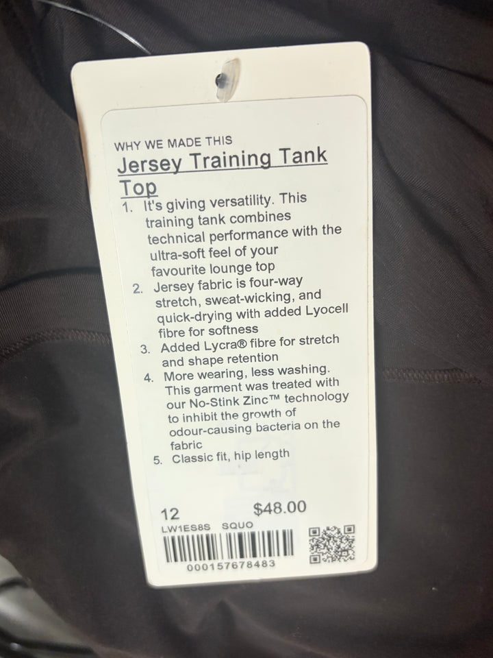 Lululemon Jersey Training Tank Top Brown Size 12 NWT Workout Athleisure