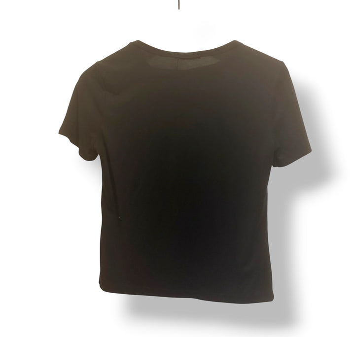Zara Black Modal Blend Cropped T Shirt Size M NWT Minimalist Elevated Basic