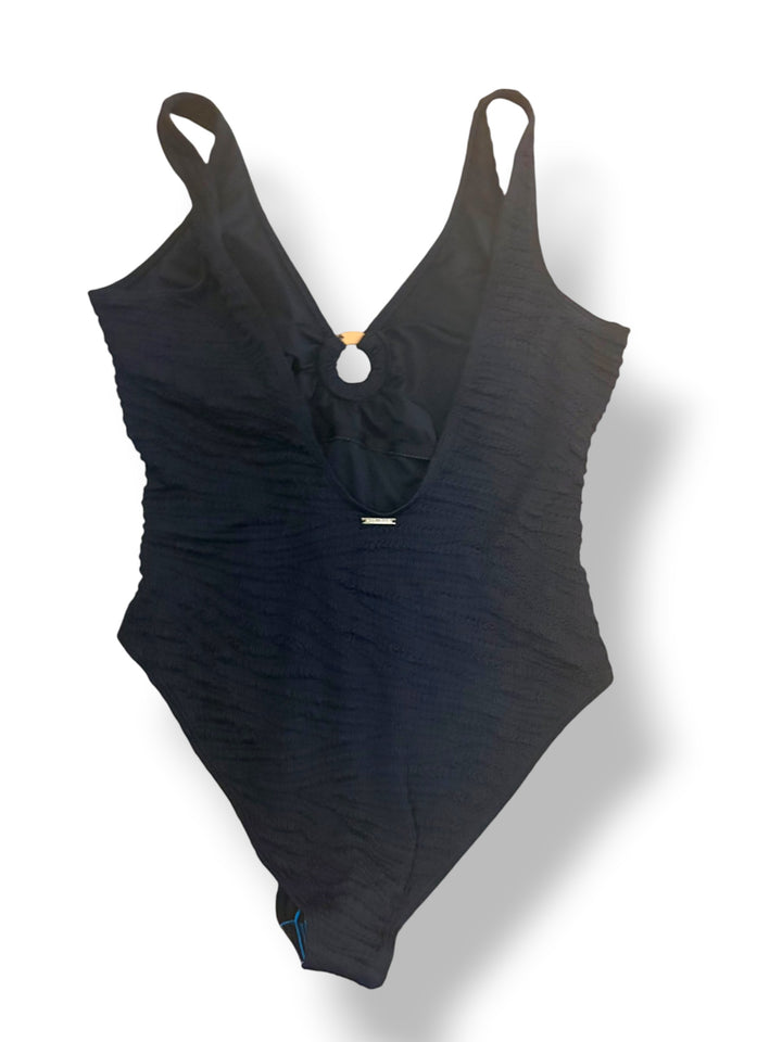 River Island Poolside Black Ruched One Piece Swimsuit Size 14 NWT Resort