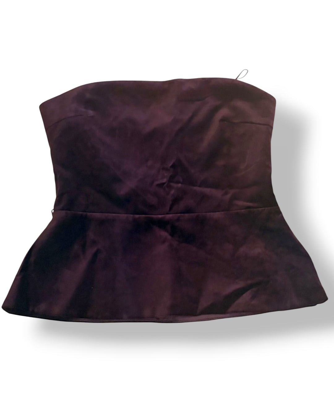 Zara Burgundy Velvet Corset Peplum Top Size L NWT Strapless Cocktail Going Out