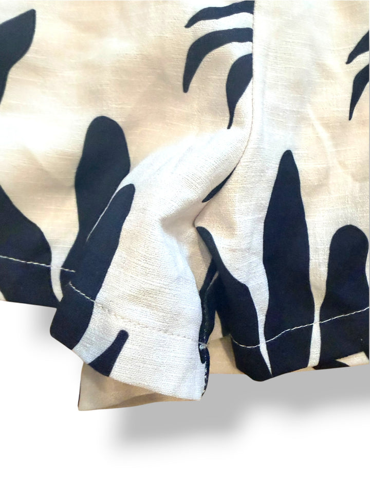 Petal &amp; Pup Black White Abstract Print High Waist Linen Blend Shorts Size L