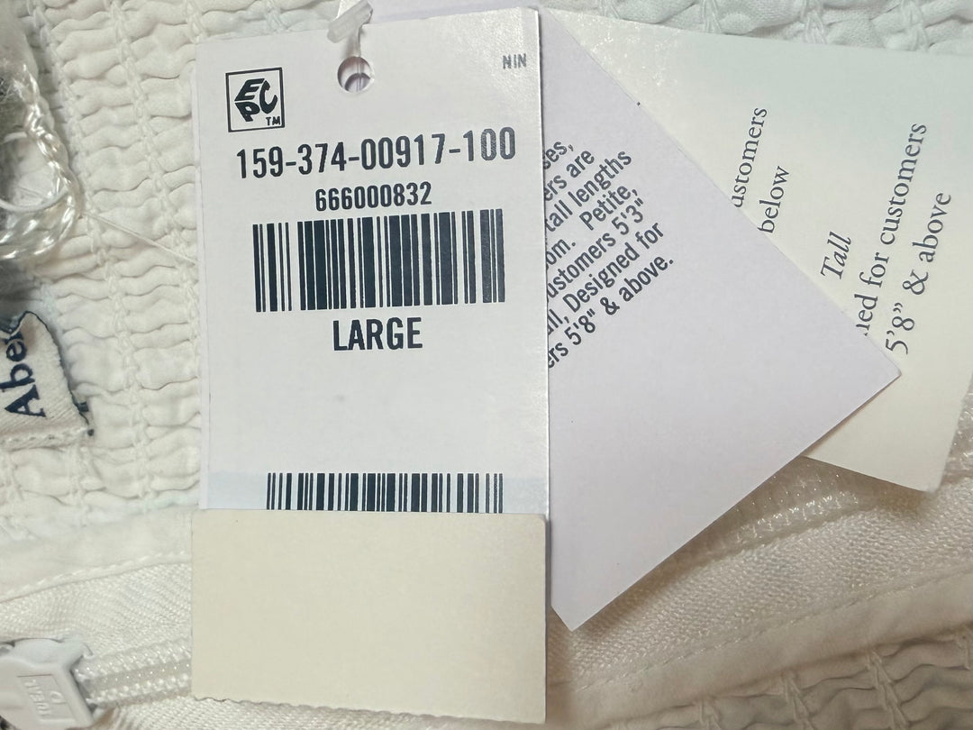Abercrombie &amp; Fitch White Ruched Linen Blend Mini Dress Size L NWT Resort