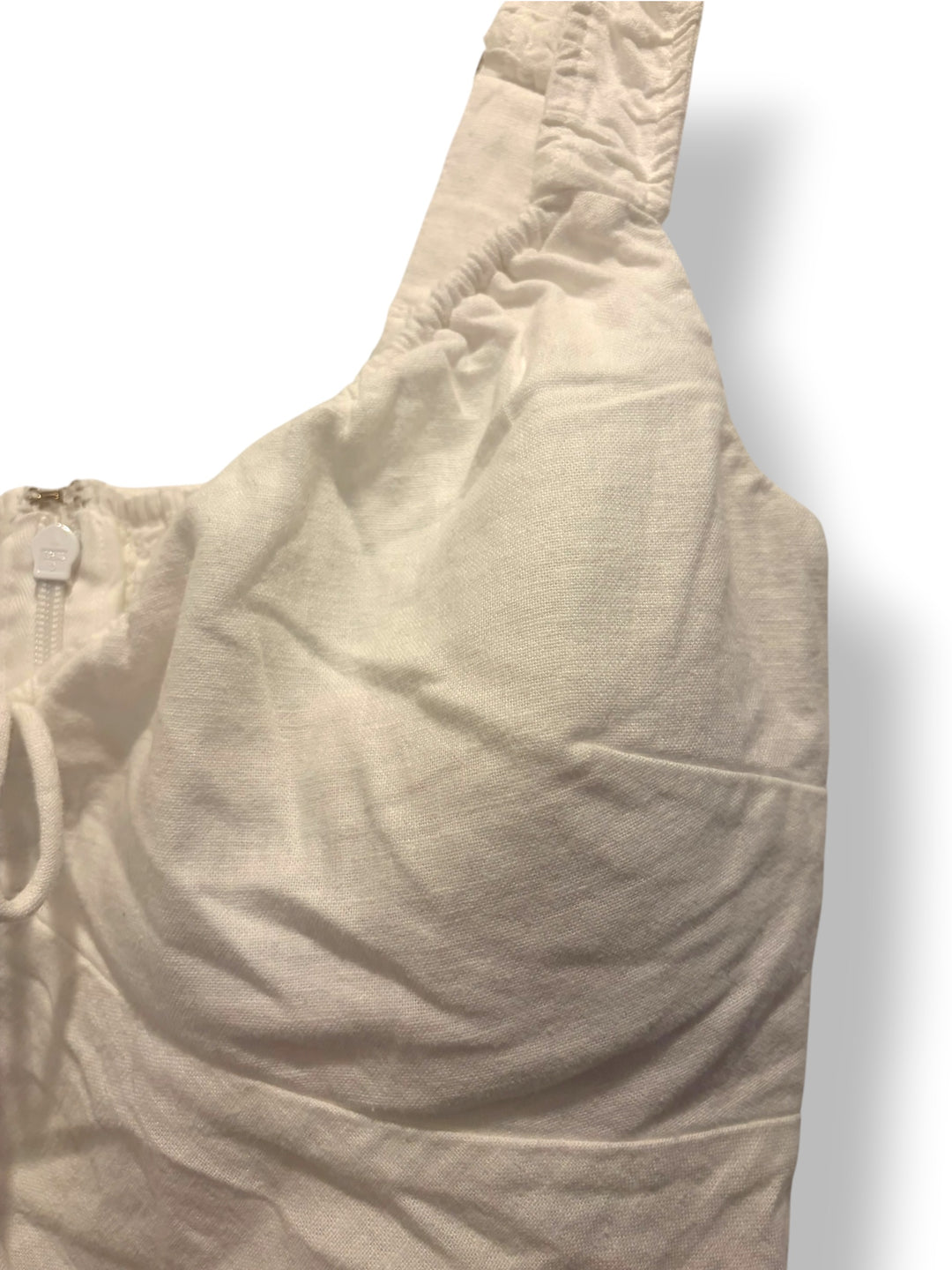 Abercrombie &amp; Fitch White Ruched Linen Blend Mini Dress Size L NWT Resort