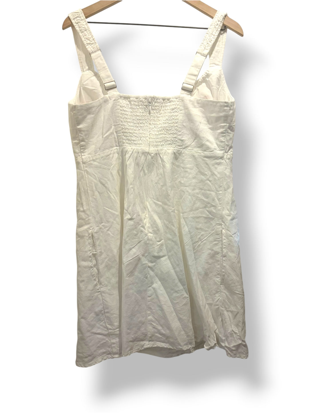 Abercrombie &amp; Fitch White Ruched Linen Blend Mini Dress Size L NWT Resort