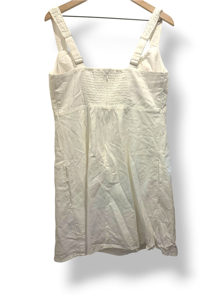 Abercrombie &amp; Fitch White Ruched Linen Blend Mini Dress Size L NWT Resort