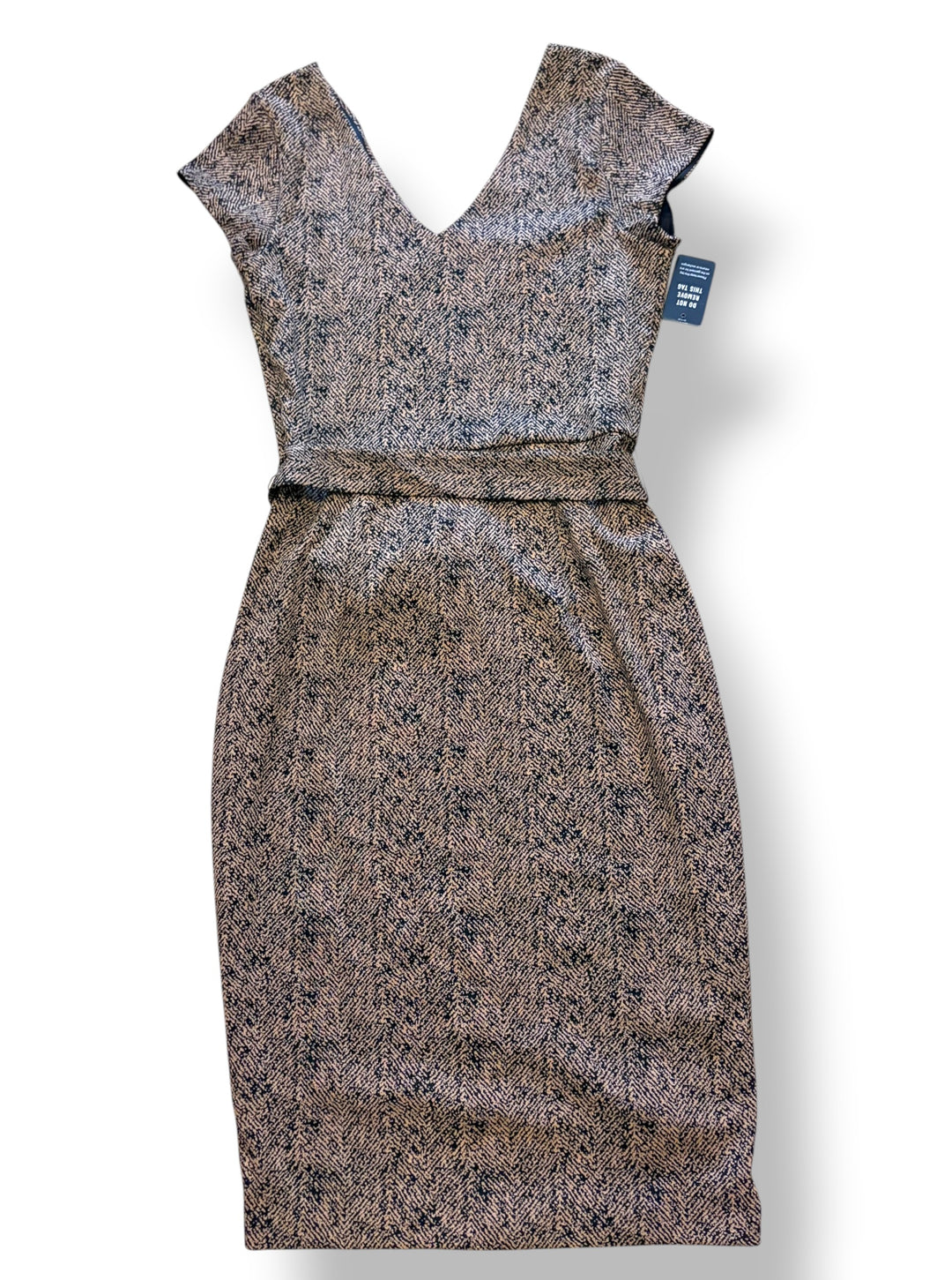 Express Brown Black Herringbone Belted Sheath Dress Size M NWT Dark Academia