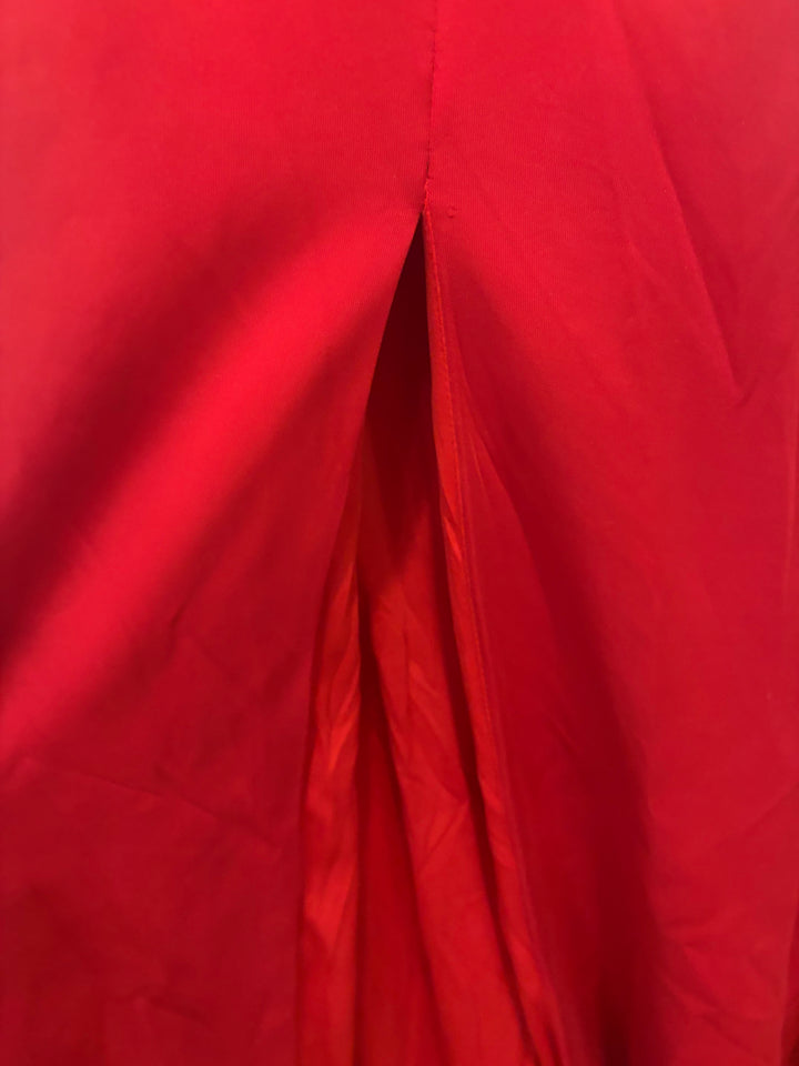 Ava Presley 29121 Red Satin Beaded Mermaid Prom Evening Gown Size 10 Bow Train