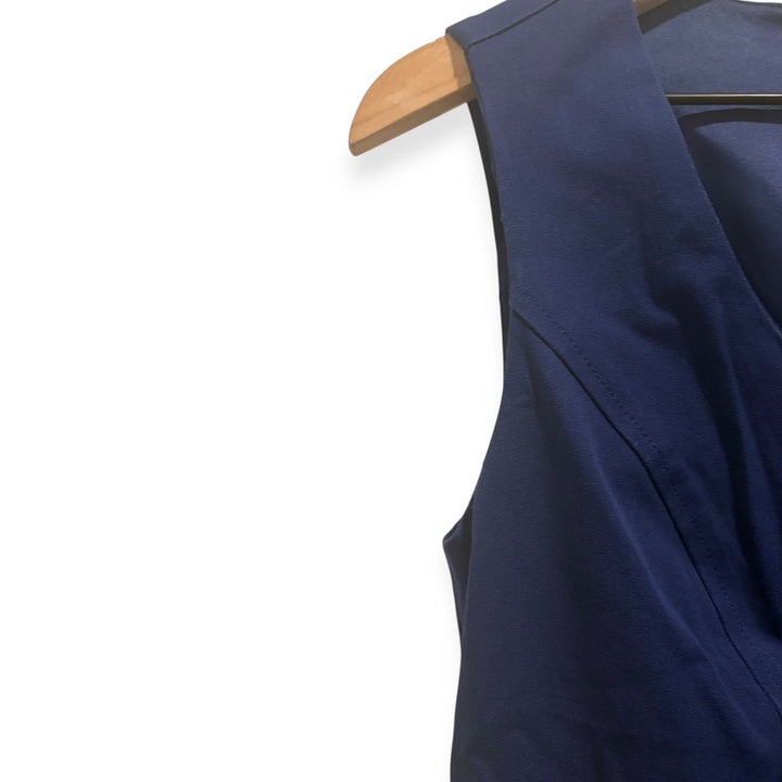 Isaac Mizrahi Live Navy Blue Sheath Dress 2P V Neck Sleeveless Workwear