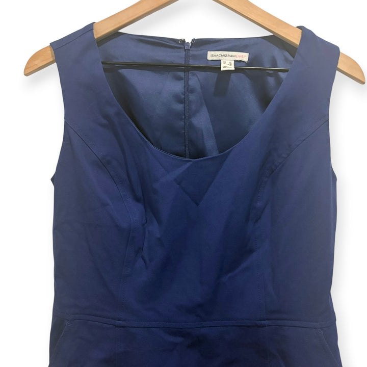 Isaac Mizrahi Live Navy Blue Sheath Dress 2P V Neck Sleeveless Workwear