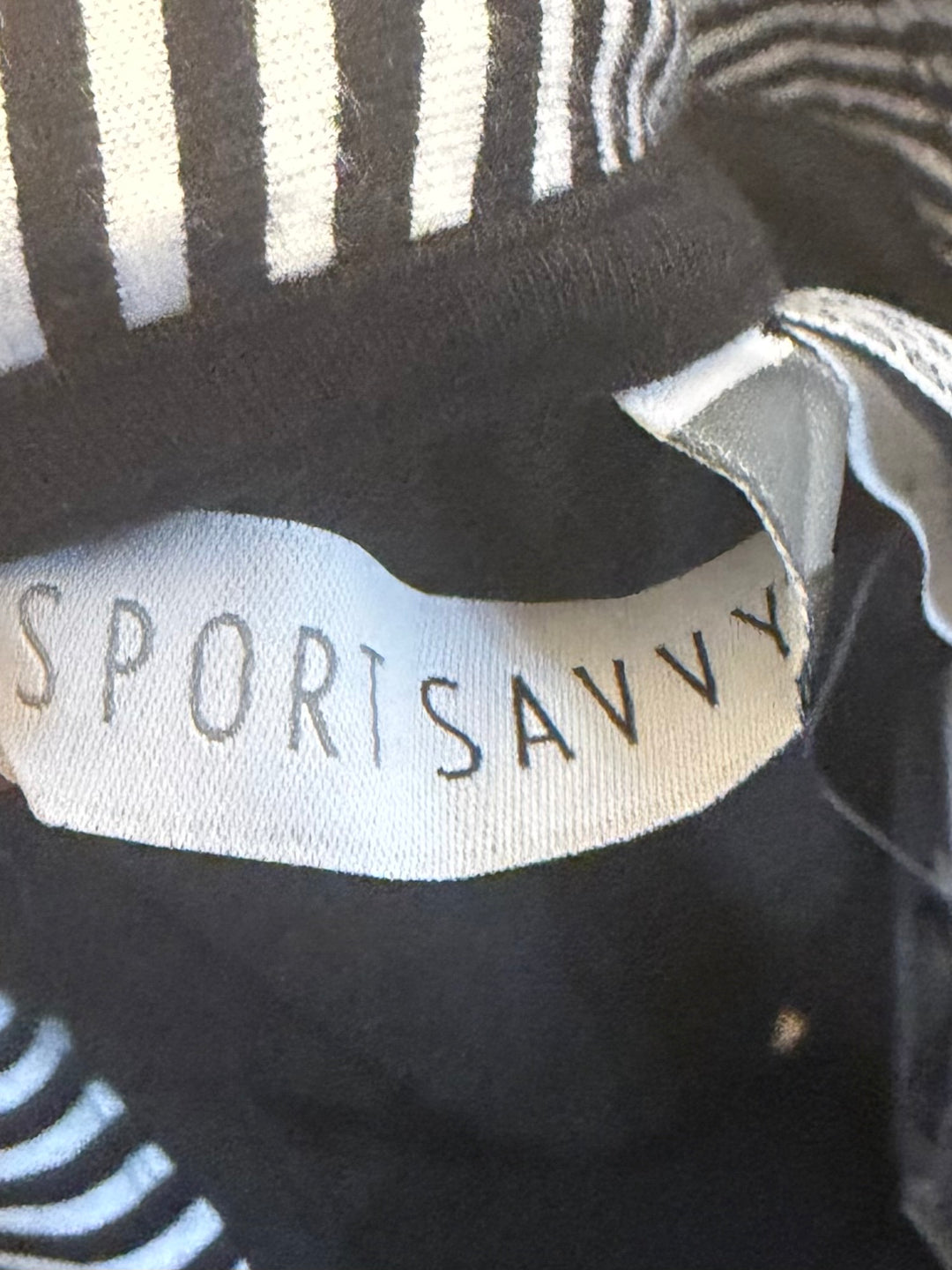 Sport Savvy Black &amp; White Striped Asymmetrical Collared Dress – Size XXS