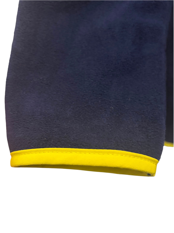Susan Graver Weekend Navy Chartreuse Trim Fleece Snap Front Jacket XS